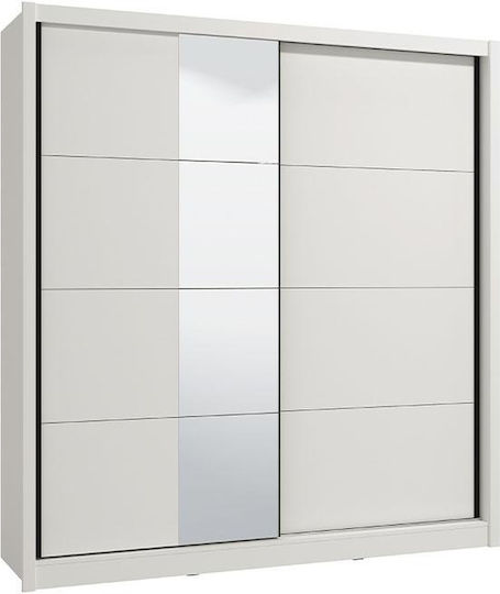 Albi Δίφυλλη Ντουλάπα Συρόμενη με Καθρέπτη 205x60x216cm Λευκό Albi Δίφυλλη Ντουλάπα Συρόμενη με Καθρέπτη 205x60x216cm Λευκό