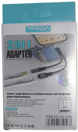 Treqa CA-1056 Lightning-Konverter männlich auf 3.5mm / Lightning weiblich Silber