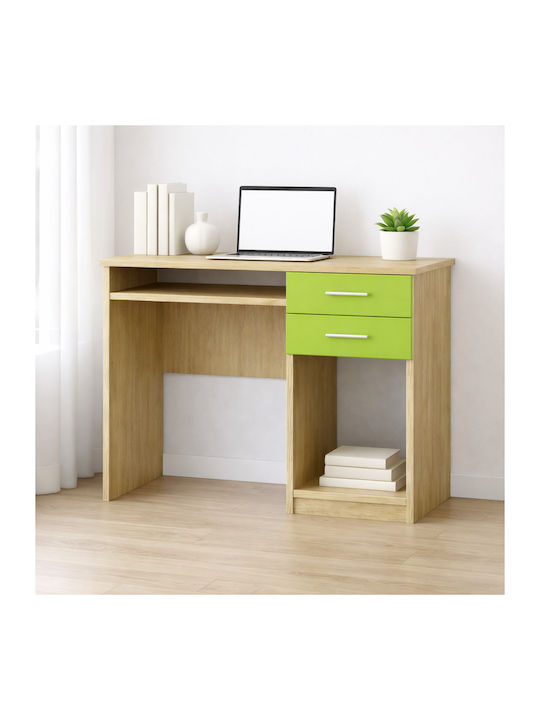 No 8 Kinderschreibtisch aus Melamin Oak-Light Green 100x55x80cm