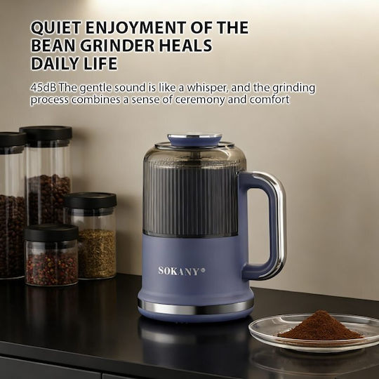 Sokany Electric Coffee Grinder 350W with 500g Capacity Blue