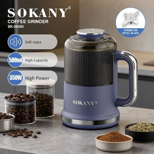 Sokany Electric Coffee Grinder 350W with 500g Capacity Blue