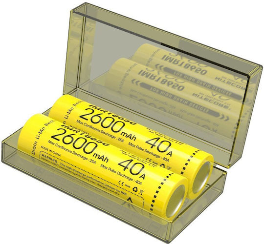 NiteCore IMR18650 Rechargeable Batteries 18650 Li-ion 2600mAh 3.7V 2pcs
