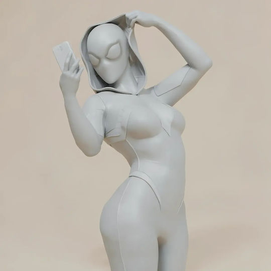 Unpainted 3D Figure Spider Gwen Smartphone 3D Printing Figurine Spiderman Painting DIY Gift Colors 15.2 Cm 1:12
