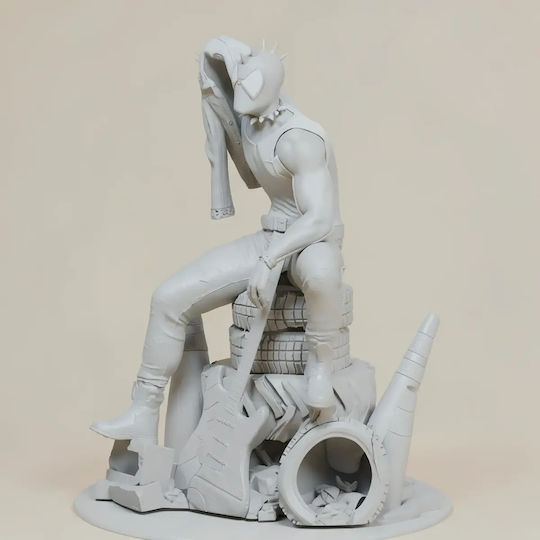 Unpainted 3D Figure Spider Punk Sitting Guitar 3D Painting DIY Gift Colors 15.2 Cm 1:12