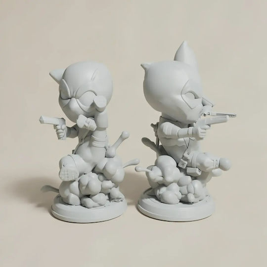 Unpainted 3D Figure Deadpool Chibi New Version Digital Painting DIY Gift Colors 20 Cm 1:8