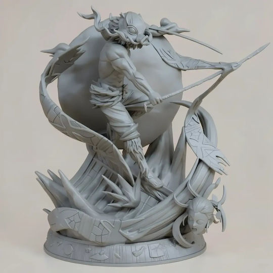 Unbemalte 3d Figur Hashibira Inosuke 3d Modell Aus Dämonenjägerin Bemalung Diy Geschenk Farben 20 Cm 1:8