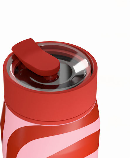 Estia Lens Save The Aegean Thermos Stainless Steel Bottle 360ml Coral Waves with Straw