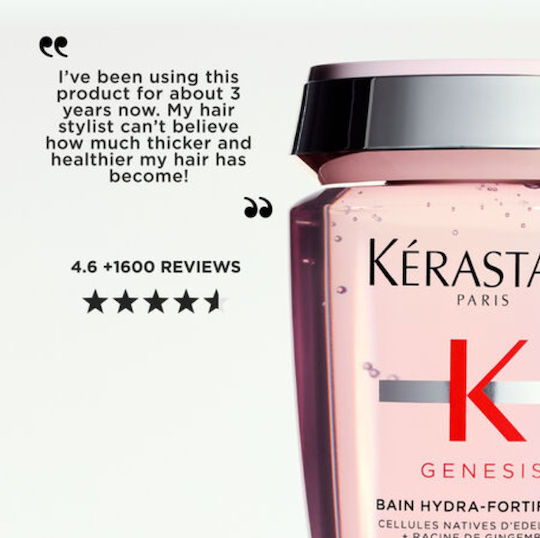 Kérastase Genesis Bain Hydra Fortifiant Hair Care & Styling Set Against Hair Loss for Thin Hair with Shampoo, Conditioner & Heat Protection 3 Pieces