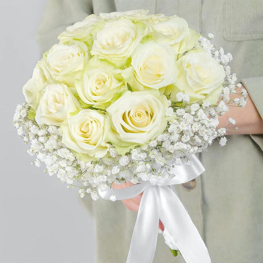 SteweHome Set Aus 7 Stück Dekorative Künstliche Weiße Blumenstrauß Pisso Weiß