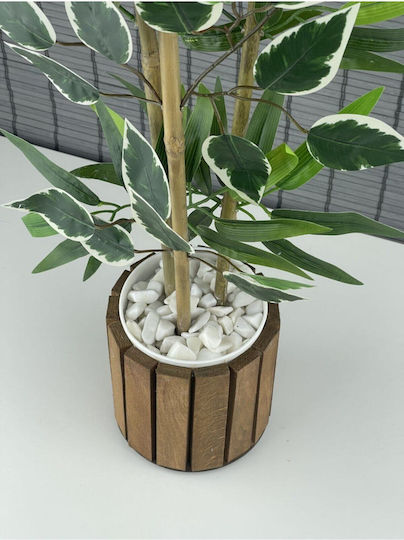 Stewehome Artificial Bamboo Plant Dense Leaves Benjamin Wooden Pot 3 Stems Beige 12x13 Cm Stewehome Artificial Bamboo Plant Dense Leaves Benjamin Wooden Pot 3 Stems Beige 12x13 Cm