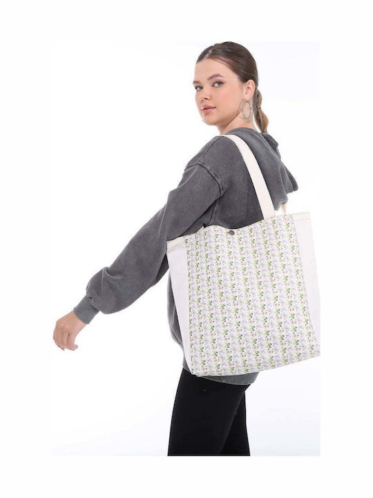 Enpapa Stoff Damen Schultertasche Beige