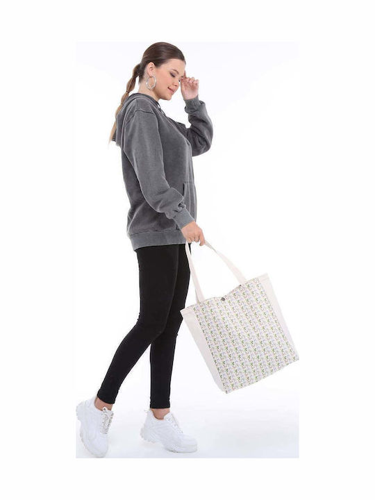 Enpapa Stoff Damen Schultertasche Beige