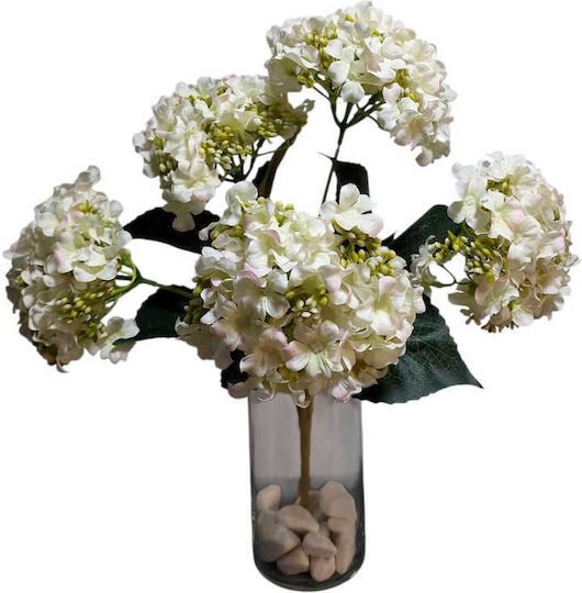 Stewehome Dekoratives Topfpflanze Hortensie Künstliches Set 5 Stücke Creme