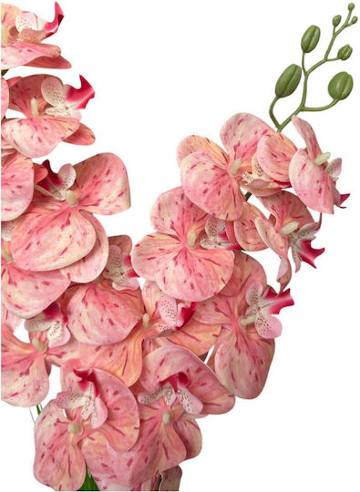 SteweHome Dekorative Künstliche Orchidee Zwei Zweigstellen Flüssige Textur Modernes Weißes Gefäß Rosa