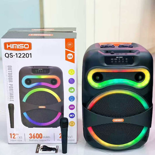 Kimiso Ηχείο Karaoke με Ασύρματο Μικρόφωνο και Εφέ Φωτισμού QS-12201 260387 Μαύρο