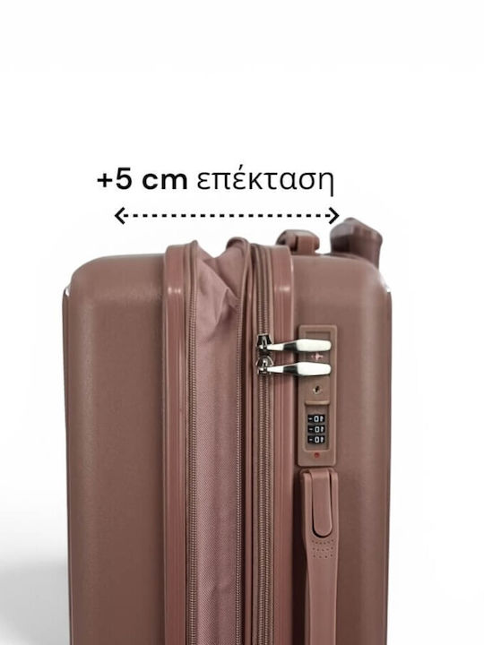 Βαλίτσα Ταξιδίου Καμπίνας Σκληρή Ροζ/χρυσό Ύψους 55εκ.