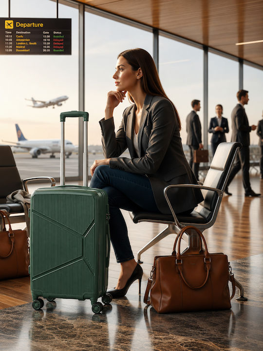 Cabin Hard Green Travel Suitcase Height 55cm