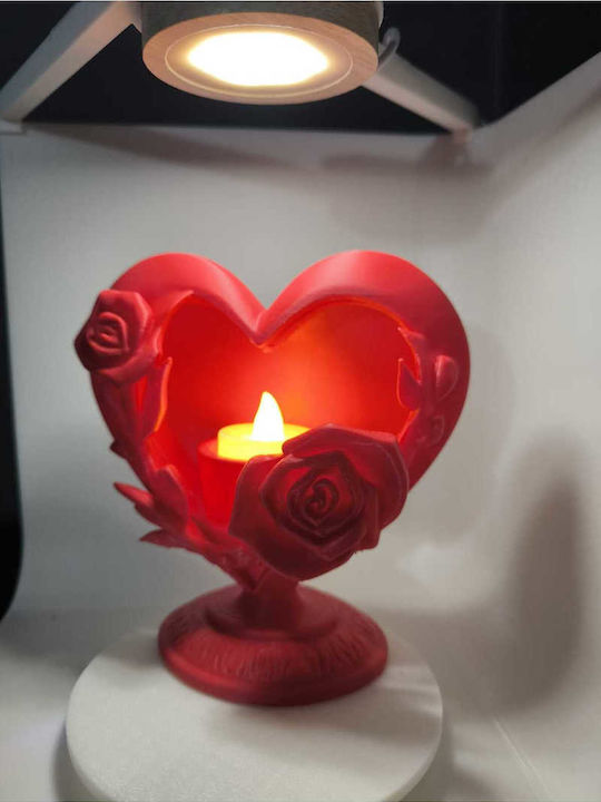 SteweHome Plastic Candle Holder In Red Colour 15x6cm