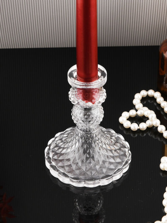 SteweHome Glass Candle Holder In Orange Colour 10x10cm
