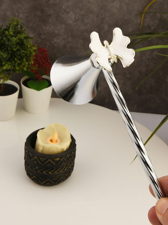 SteweHome Metal Candle Holder In Silver Colour 22x12cm