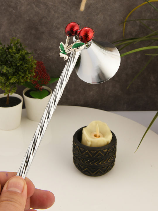 SteweHome Metal Candle Holder In Silver Colour 22x12cm