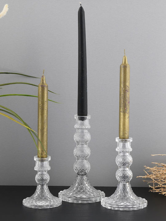 SteweHome Set Crystal Candle Holders 10x15cm 3 Pieces