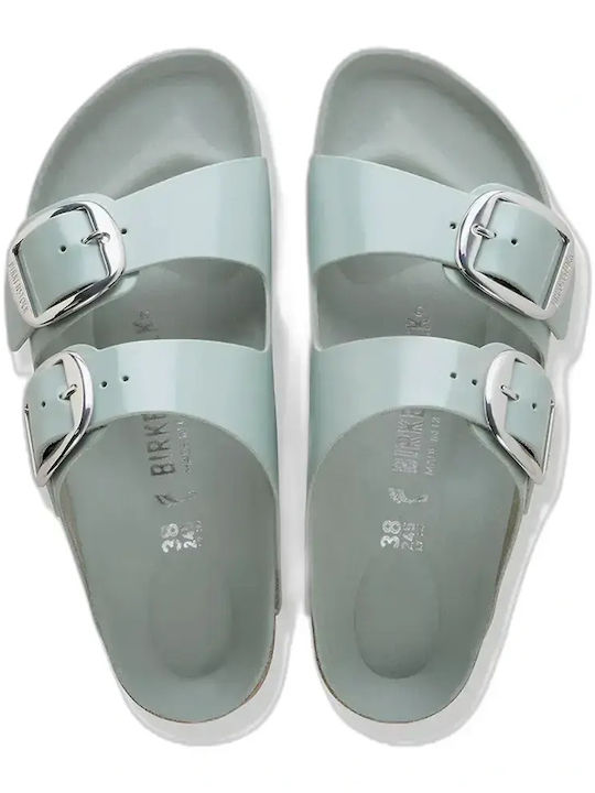 Big Buckle Leather Women's Sandals Green