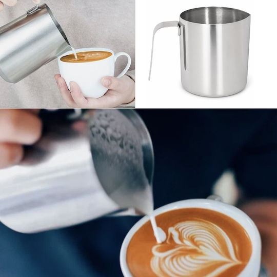 Stainless Steel Milk Jug Ergonomic Handle Container Milk Coffee Cappuccino Milk Frothing 500 Ml