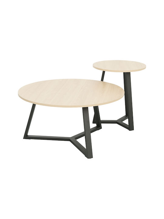 Round Side Table Berton from Solid Wood Natural Shade W45xL45xH52cm
