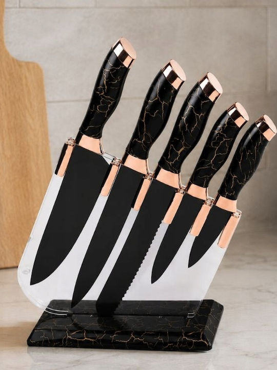Verk Group Marble Design Messer Set mit Sockel aus Rostfreiem Stahl 5 Stück