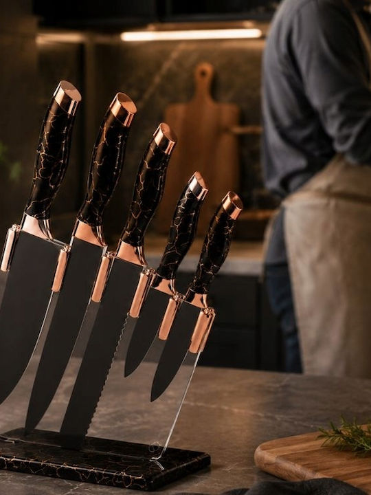 Verk Group Marble Design Messer Set mit Sockel aus Rostfreiem Stahl 5 Stück