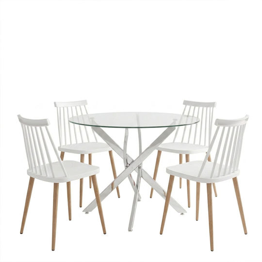Dining Room Aurora Aurora with 4 Chairs 80x80cm