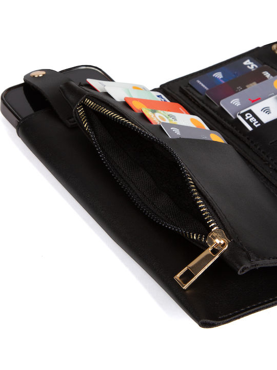 Kleines Leder Damenbrieftasche Schwarz
