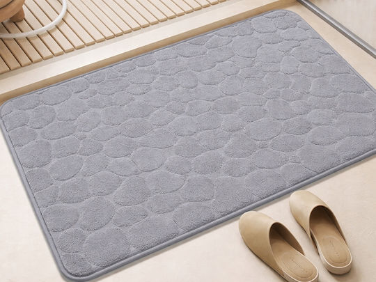 Verk Group Αντιολισθητικό Σετ Πατάκια Μπάνιου Memory Foam Γκρι 80x50εκ.