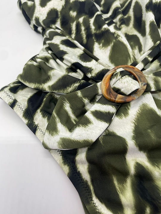 9- Ολόσωμο Μαγιό Animal Print Πράσινο
