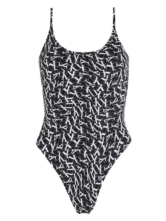 Ck One Warped Monogram Бански Костюм Черен