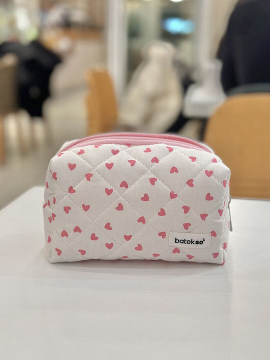 Enpapa Makeup Bag Pink Heart Design Medium Size Pink 15x15x8 Cm