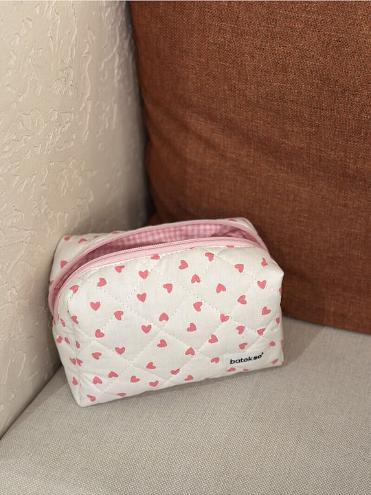 Enpapa Makeup Bag Pink Heart Design Medium Size Pink 15x15x8 Cm