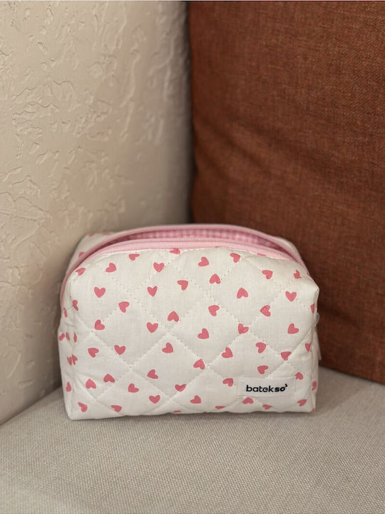 Enpapa Makeup Bag Pink Heart Design Medium Size Pink 15x15x8 Cm
