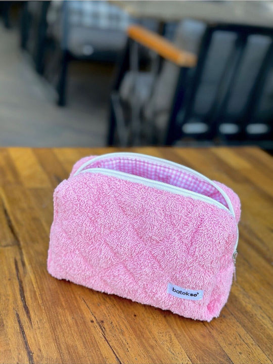 Enpapa Large Makeup Bag Towel Travel Pink 19x18x7.5 Cm