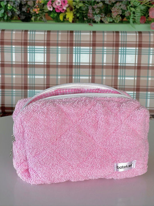 Enpapa Large Makeup Bag Towel Travel Pink 19x18x7.5 Cm