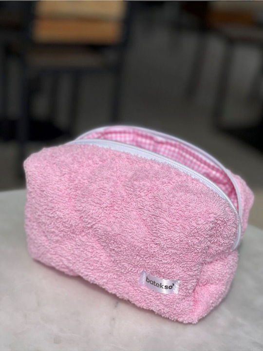 Enpapa Large Makeup Bag Towel Travel Pink 19x18x7.5 Cm