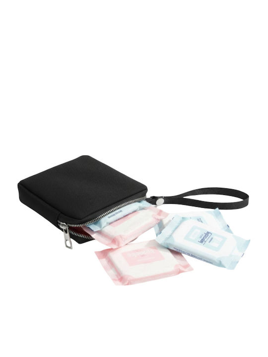 Enpapa Small Women's Hygiene Organizing Case Black Fabric 10x14x3 Cm