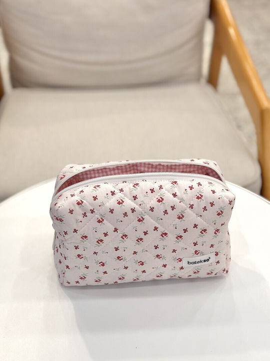 Enpapa Makeup Bag Ribbon Design Large Size Burgundy 19x18x7.5 Cm