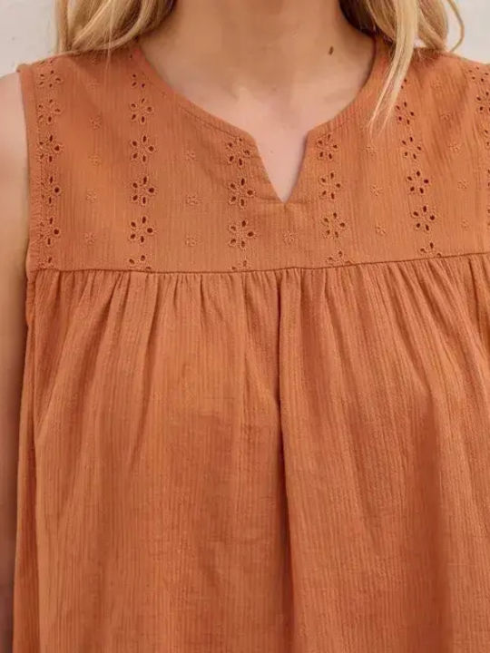 Damen Bluse mit Spitze Camel