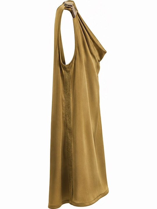 Women's Sleeveless Drape Top Gold