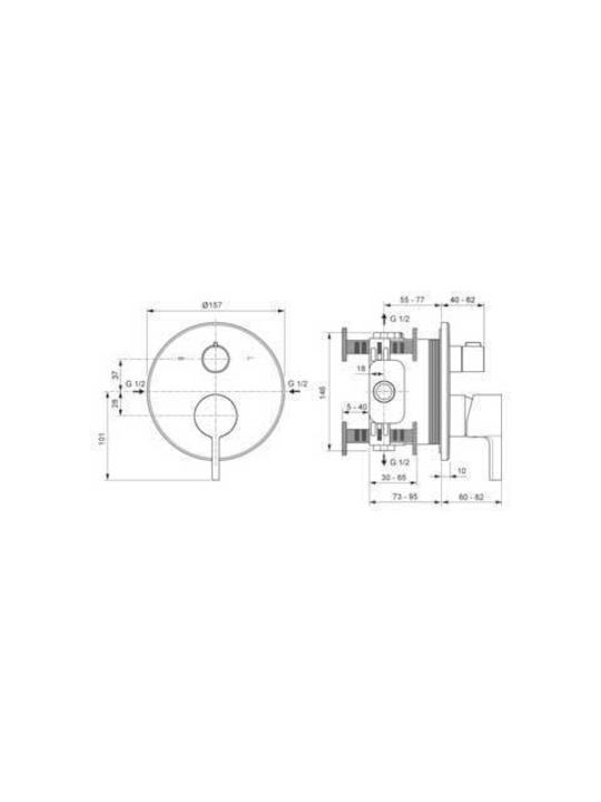 Ideal Standard Вграден Смесител За Душ С 2 Изхода Сребрист