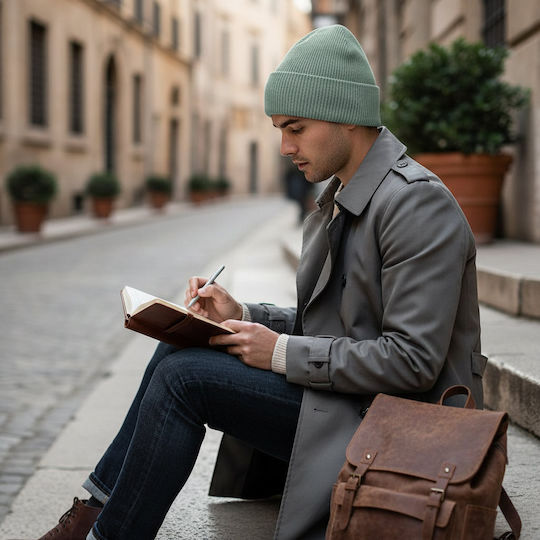 Beanie Унисекс Шапка с Ребро Плетка в Зелен цвят