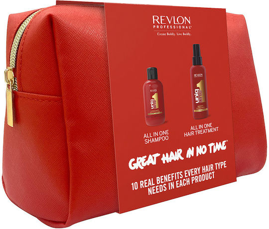 Revlon Uniq One Great Hair In No Time Σετ Περιποίησης Μαλλιών Αναδόμησης & Θρέψης για Όλους τους Τύπους με Σαμπουάν & Νεσεσέρ 3τμχ