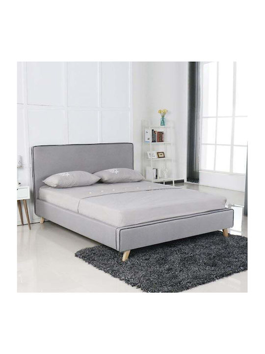 Morisson Bed Single Upholstered with Fabric Gray for Mattress 90x190cm